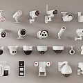 Various Surveillance Camera Types Including Dome Bullet And PTZ Models 3d model