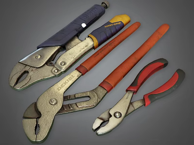 Assorted Hardware Tools Pliers with Colorful Handles and Metal Construction for Home Repair 3d model