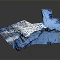 Blue Layered Rock Landscape With Natural Stone Formation And Reflective Surface