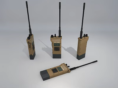 Four Handheld Walkie Talkies With Extended Antennas For Outdoor Communication And Safety 3d model