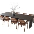 Dining Table and Chair Combination Dining Table Dining Chair Single Chair 3d model