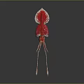 Red Squid With White Spots And Long Tentacles On Dark Background 3d model