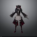 Anime Character Design With Black Red Outfit White Apron And Red Boots