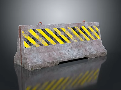 Concrete Traffic Barrier With Yellow Black Diagonal Stripes For Road Safety Control 3d model