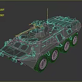 Armored Military Vehicle With Six Wheels Turret And Tactical Antenna Design