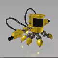 Yellow Industrial Robotic Equipment With Multi Legged Structure And Mechanical Arms