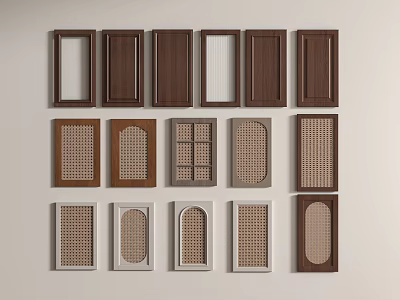 Quiet Style Wardrobe Door Panel Antique Wine Cabinet Rattan Board Rattan Board 3d model