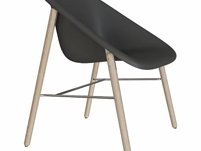 Modern Black Chair With Wooden Legs And Metal Frame Design 3d model