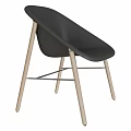 Modern Black Chair With Wooden Legs And Metal Frame Design