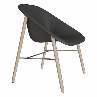 Modern Black Chair With Wooden Legs And Metal Frame Design 3d model