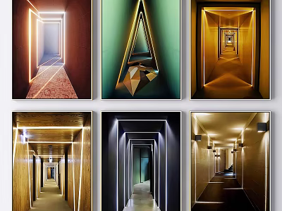 Modern Corridor Designs With Geometric Lighting And Stylish Interior Spaces 3d model