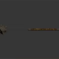 Medieval Flail Weapon With Star Shaped Head Chain And Wooden Handle