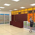 Well Organized Pharmacy Store With Shelves Of Medicines And Health Products
