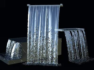 Decorative Garden Water Feature With Stone Base And Flowing Water Droplets 3d model