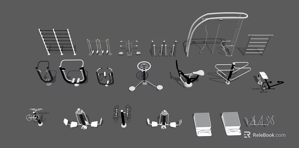 Different Types Of Fitness Equipment Including Training Tools And Gym Accessories 3d model 
