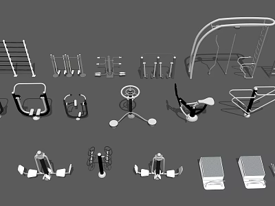 Different Types Of Fitness Equipment Including Training Tools And Gym Accessories 3d model
