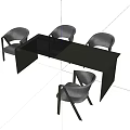 Modern Dining Table Set With Wooden Top And Upholstered Gray Chairs