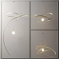 Modern Chandelier Design With Golden Curved Lines And Illuminated Spheres