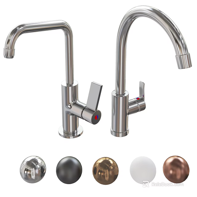 Modern Stainless Steel Faucet With Various Color Knobs For Kitchen Bathroom 3d model 