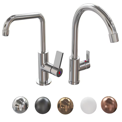 Modern Stainless Steel Faucet With Various Color Knobs For Kitchen Bathroom 3d model