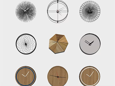 Stylish Modern Wall Clocks With Various Unique Design Styles And Shapes 3d model
