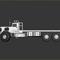 White Flatbed Truck With Cab And Multiple Wheels On Dark Background 3d model