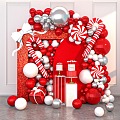 Christmas Beauty Chen Decoration Atmosphere Balloon Arrangement Red Christmas Theme Holiday Heap DP 3d model