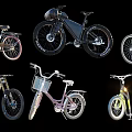 Various Styles of Bicycles Including Vintage Electric Models With Baskets And Lights