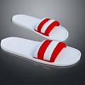 White Home Slippers With Red Stripes For Comfortable Casual Daily Wear
