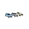 Colorful Car Models Display With Open Doors And Various Styles 3d model