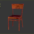 Red Wooden Chair With Simple Design Backrest And Smooth Seat Surface