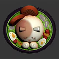 Cute Cat Shaped Food Plated On Purple Dish With Sliced Tomato Boiled Egg And Toppings