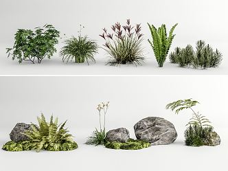 Modern Plant Pile Combination Stone 3d model