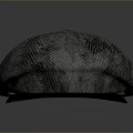 Dark Colored Herringbone Pattern Fabric Hat with Round Top Shape and Small Side Label 3d model