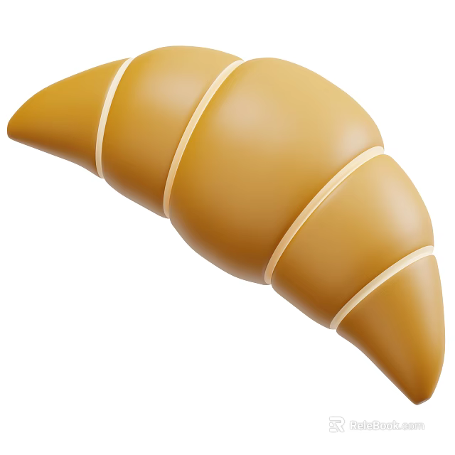 Freshly Baked Croissant With Golden Brown Flaky Layers And Crispy Texture 3d model 