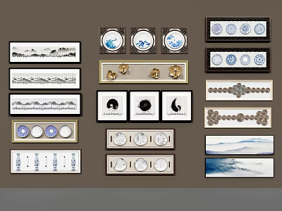 Various Decorative Wall Art Pieces with Diverse Shapes Patterns and Ornaments 3d model