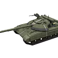Modern Military Tank with Long Barrel Turret Tracked Chassis and Olive Green Exterior