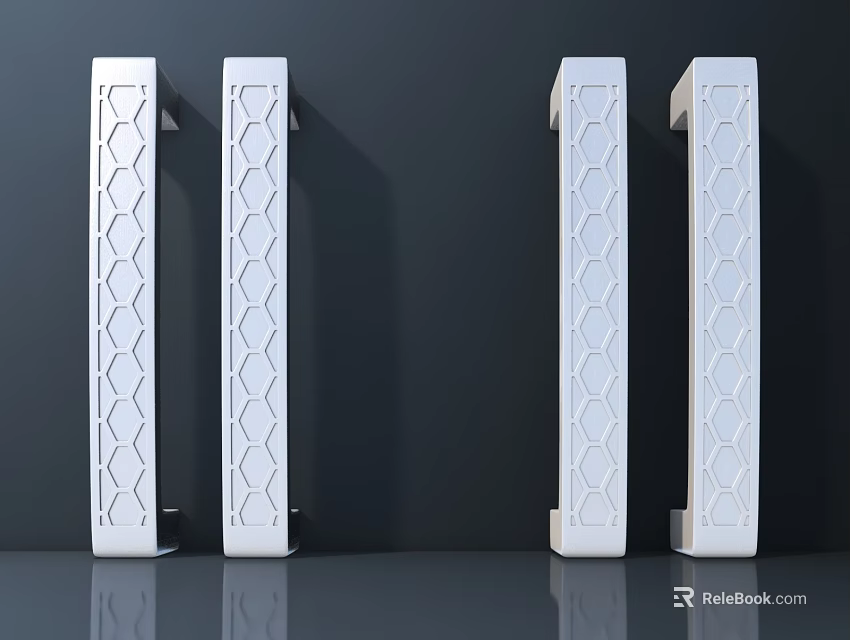 Modern White Cabinet Handles With Geometric Pattern Stylish Design For Furniture 3d model 