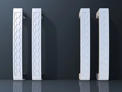 Modern White Cabinet Handles With Geometric Pattern Stylish Design For Furniture 3d model