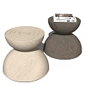 Modern Round Table Log Low Stool Corner Table 3d model