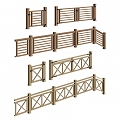 Wooden Fence Railing Fence Handrail 3d model