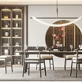 New Chinese Dining Table and Chair Combination Dining Table and Chair 3d model