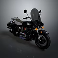 Black Classic Motorcycle With Windshield Rearview Mirrors Headlights And Handlebar Design