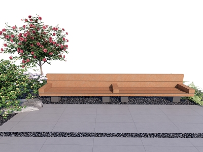 Modern outdoor landscape seat gardening sketch park bench model