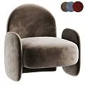 Single Sofa Velvet Upholstered Beige Modern Rounded Armrests Curved Backrest With Multiple Color Options