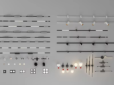 Various Styles Downlights and Spotlights With Installation Accessories and Bulb Options for Home Lighting 3d model