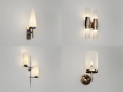 Modern Wall Sconces with Glass Shades and Metal Frames for Contemporary Interior Lighting 3d model