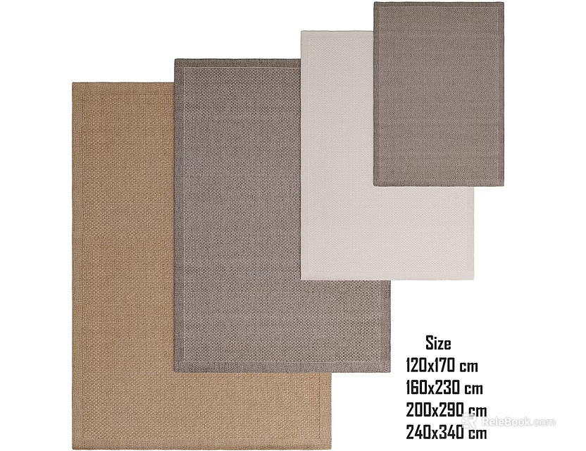 Square Rugs with Brown Grey Beige Colors and Sizes 120x120 160x230 200x290 cm 3d model 