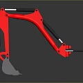 Red Functional Vehicle With Heavy Duty Mechanical Arm And Digging Bucket 3d model