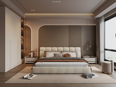 Modern Office Interior With Comfortable Sofa Side Tables Area Rug And Large Window 3d model
